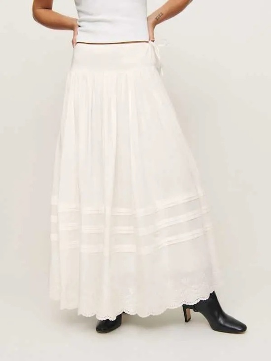Reformation Dresses & Skirts - Reformation Cream Maxi Skirt with Scalloped Hem